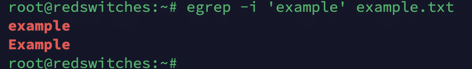 egrep -i 'example' example.txt