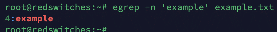 egrep -n 'example' example.txt